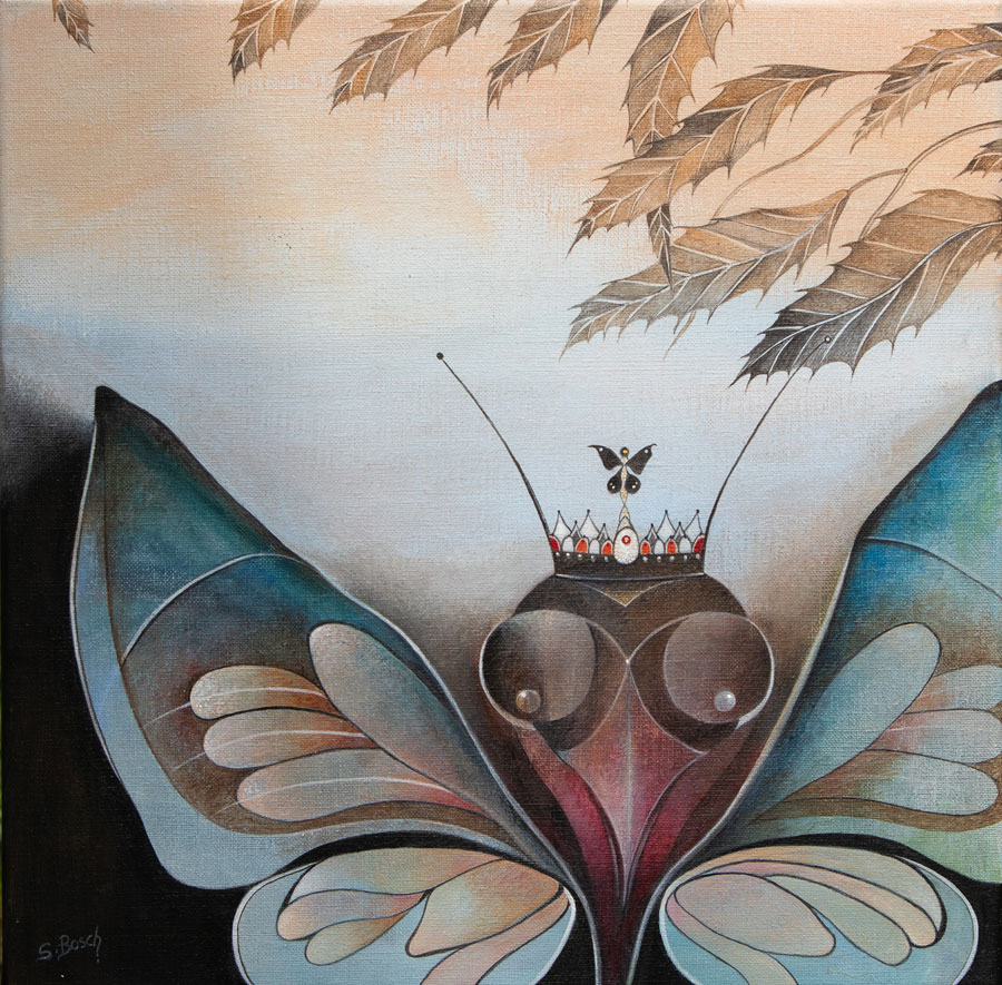 Le Monarque (papillon) - peinture acrylique de Sabine Van op den Bosch